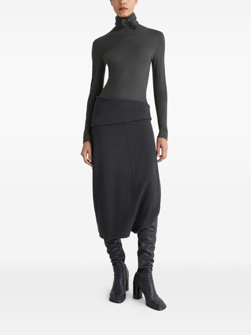 neck-tie long-sleeve top - 2