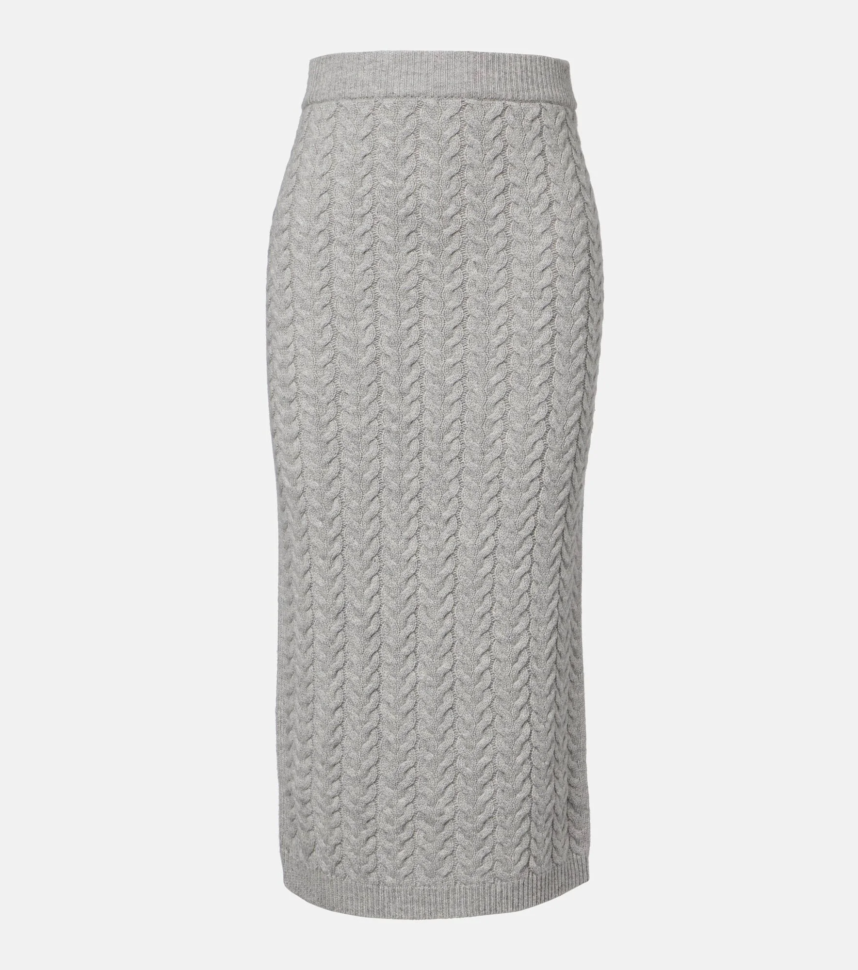 Cable-knit wool and cashmere pencil skirt - 1