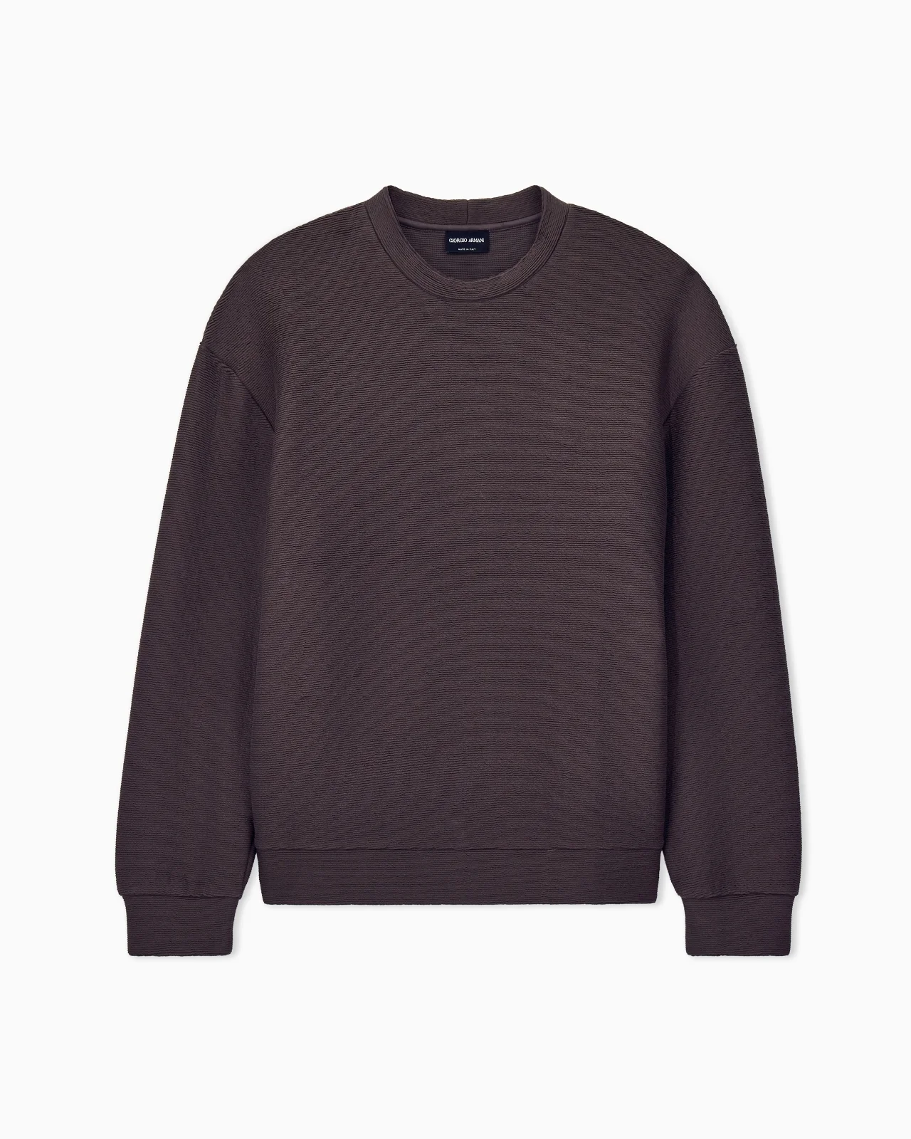 SWEATSHIRT IN TEXTURED COTTON JERSEY WITH TUBULAR FLOUNCES - 1