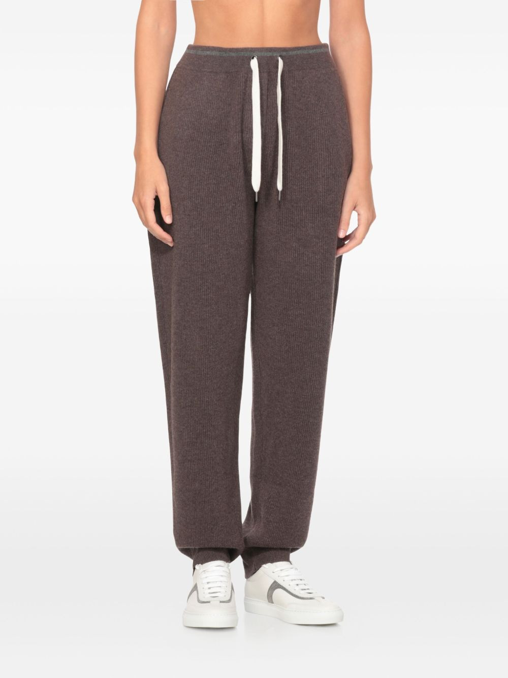 ribbed drawstring track pants - 3
