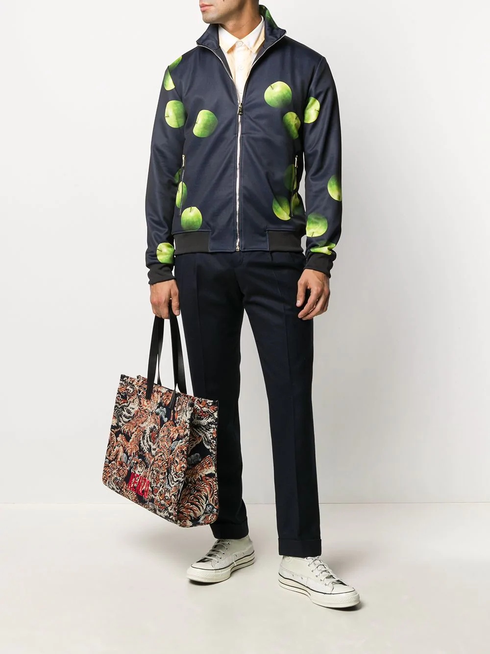 apple-print bomber jacket - 2