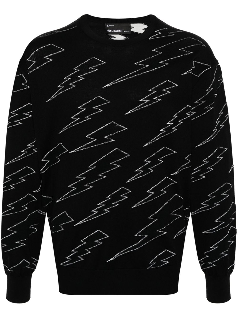 Thunderbolt-intarsia cotton jumper - 1