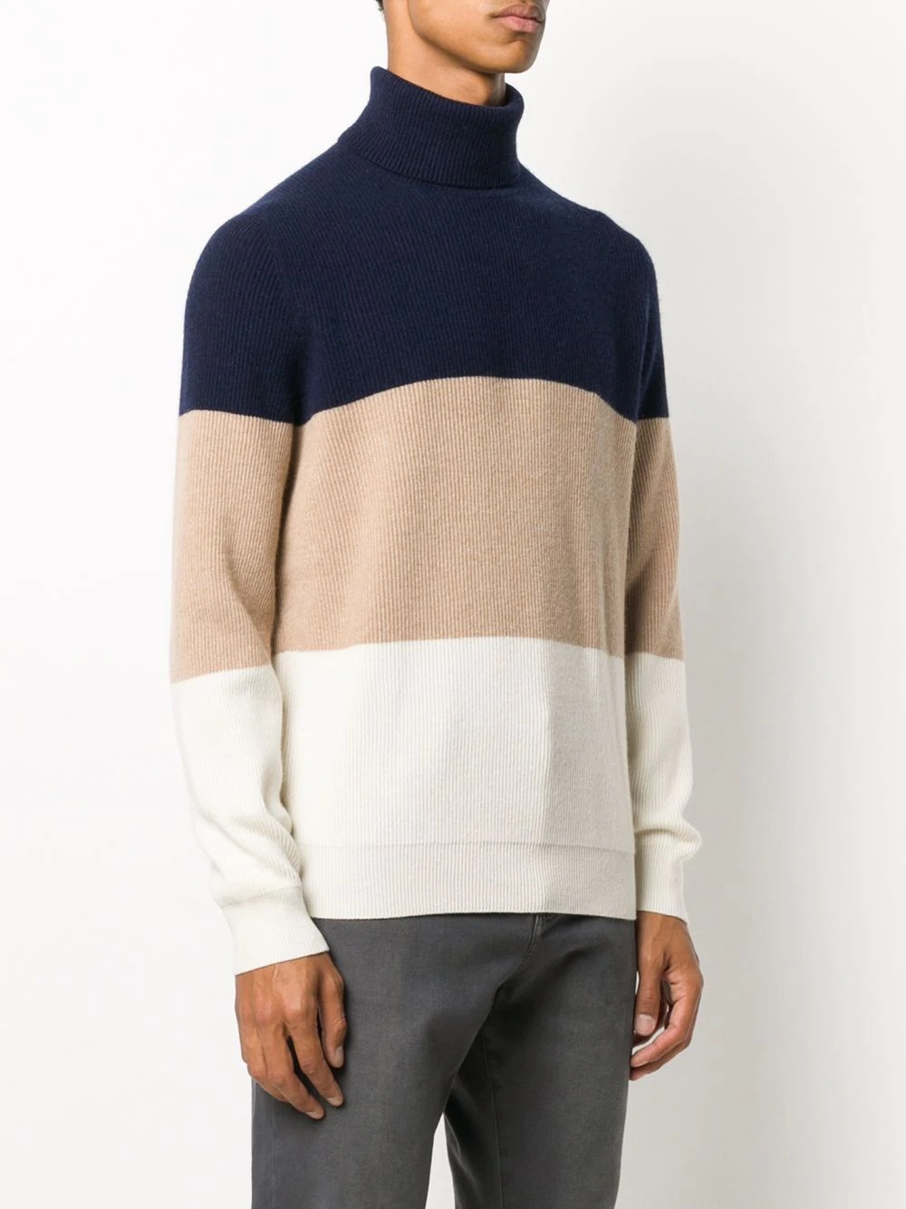 colour-block roll neck jumper - 3