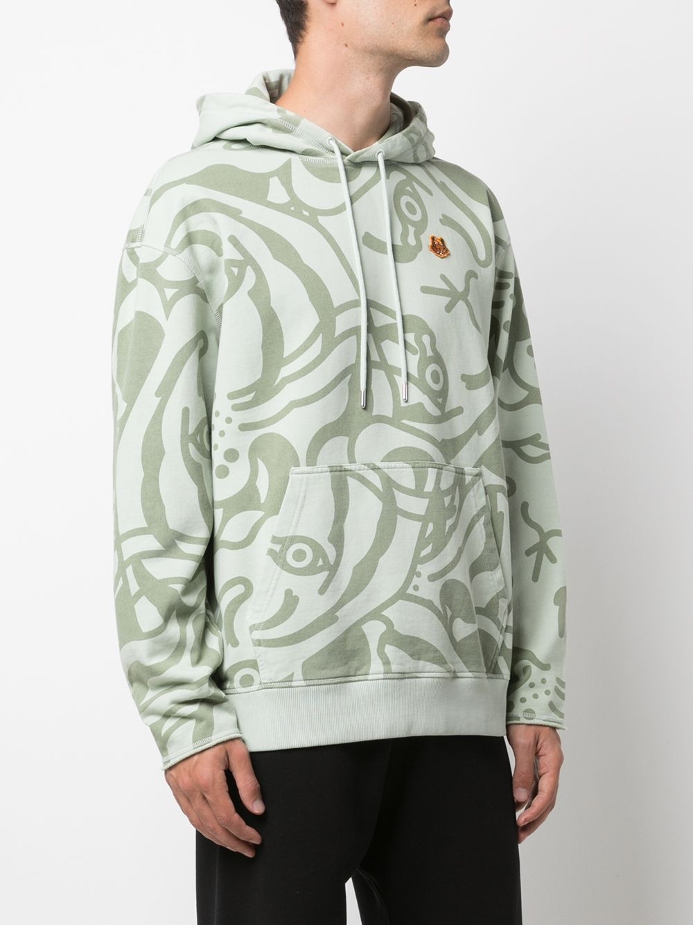 embroidered-motif graphic-print hoodie - 3