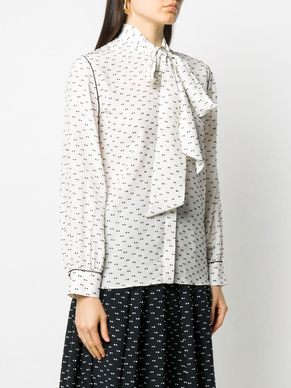 printed tie-neck shirt - 3