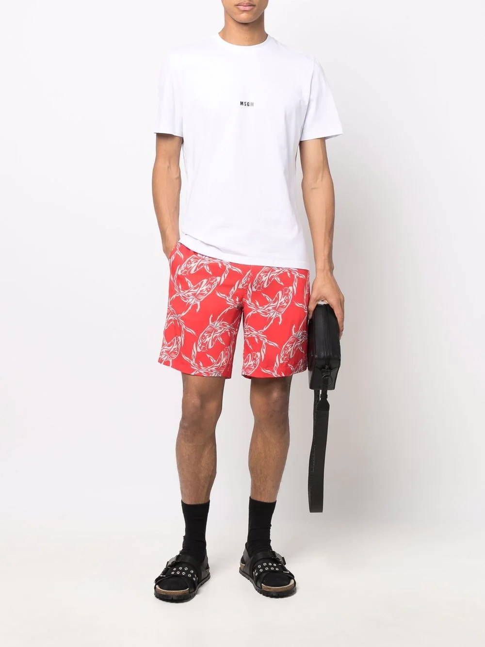 shark-print shorts - 2