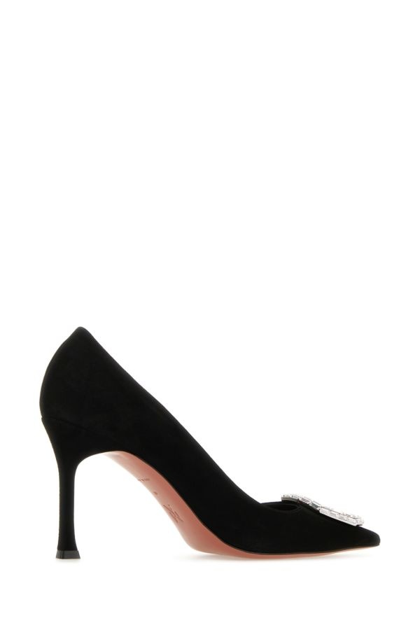 Amina Muaddi Woman Black Suede Camelia Pumps - 3