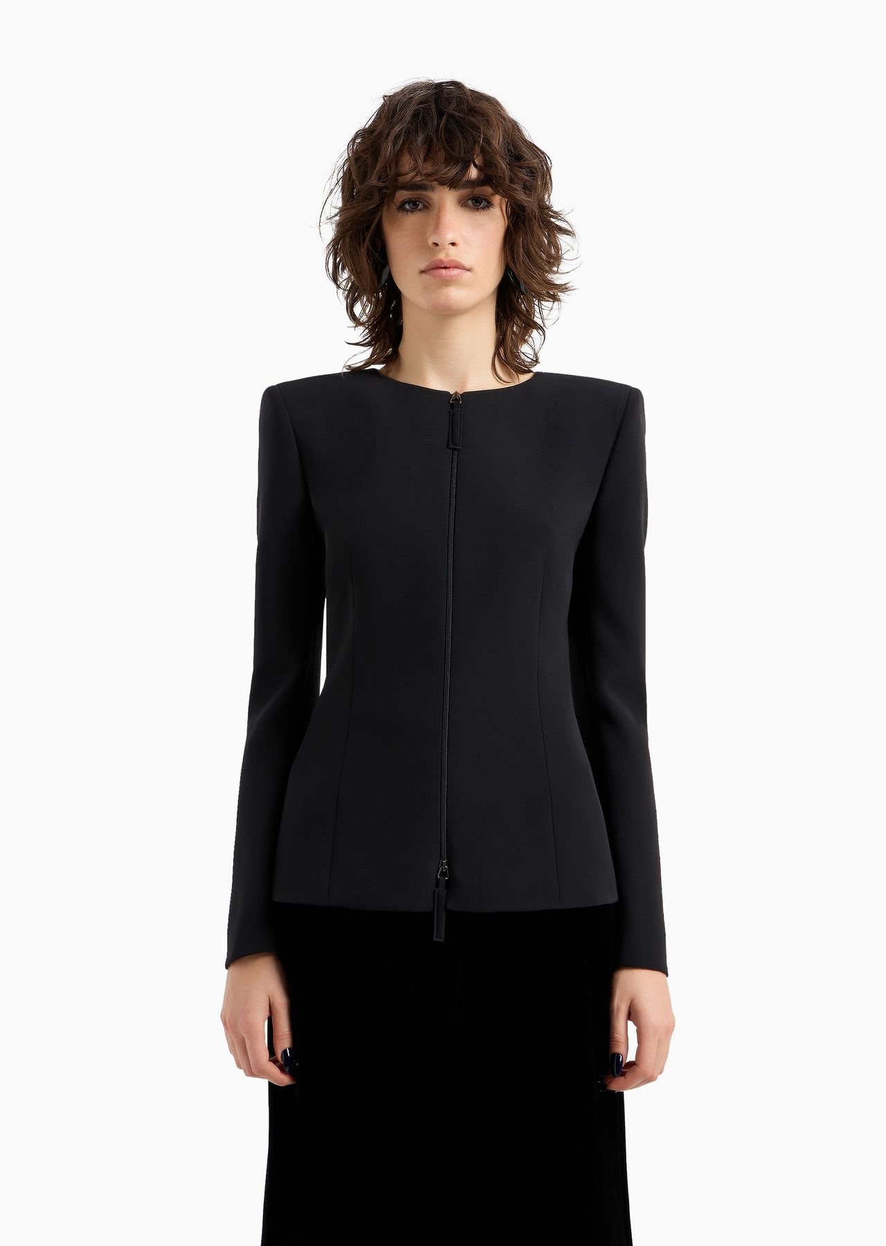 Silk cady zip-up jacket with bows - 2