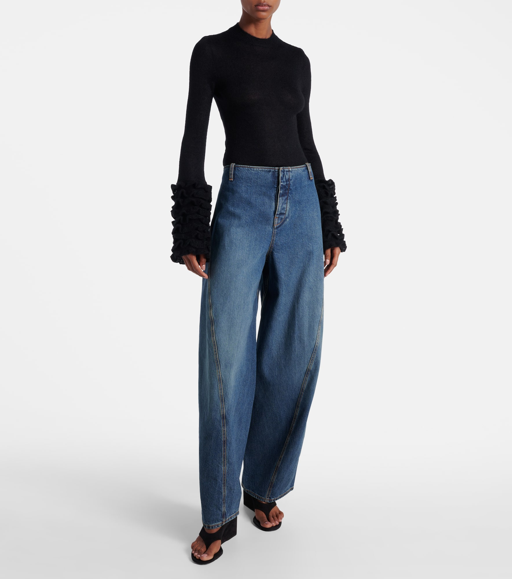 Ruffled sheer mohair-blend top - 2