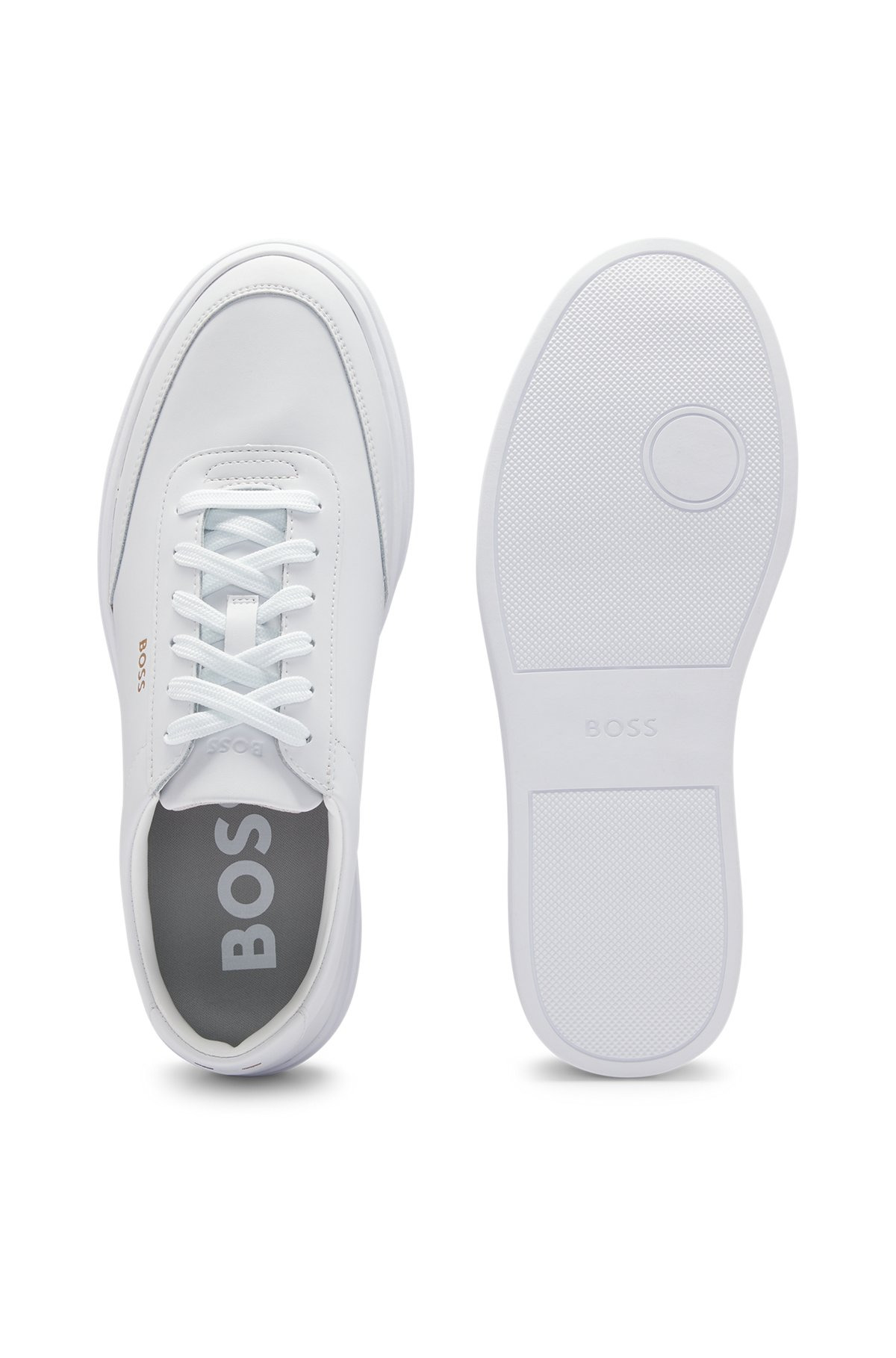 COATED-LEATHER TRAINERS WITH GOLD-TONE LOGO - 4