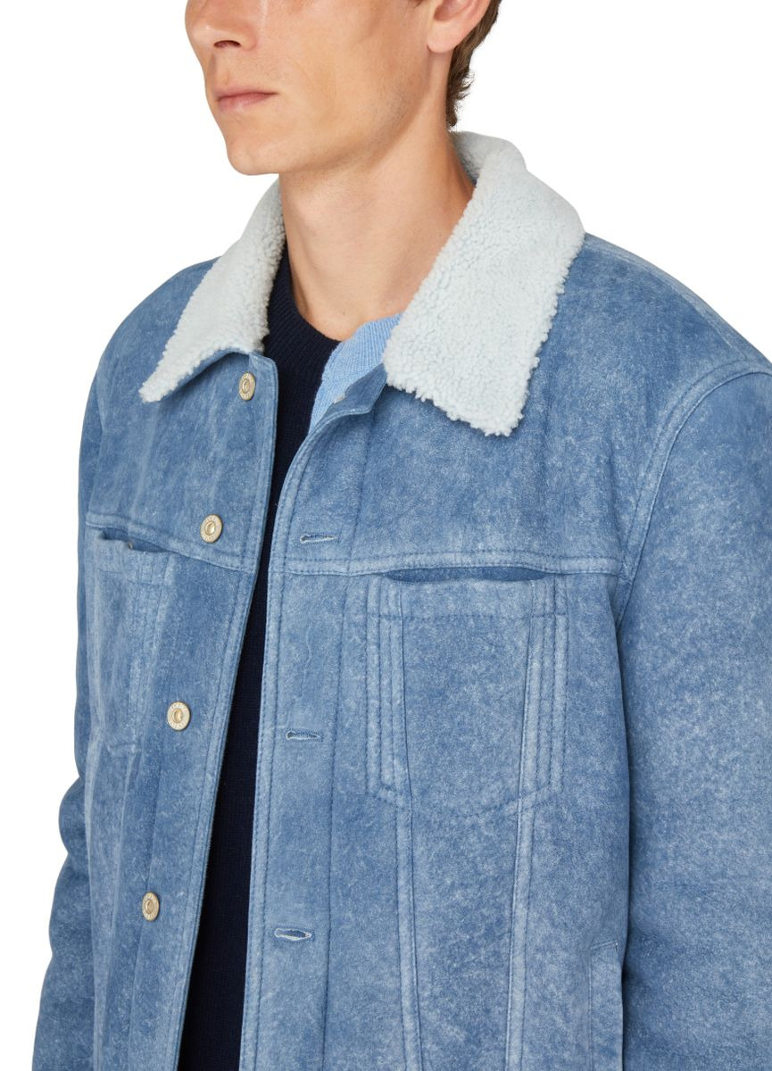 Denim jacket with shearling collar - 4