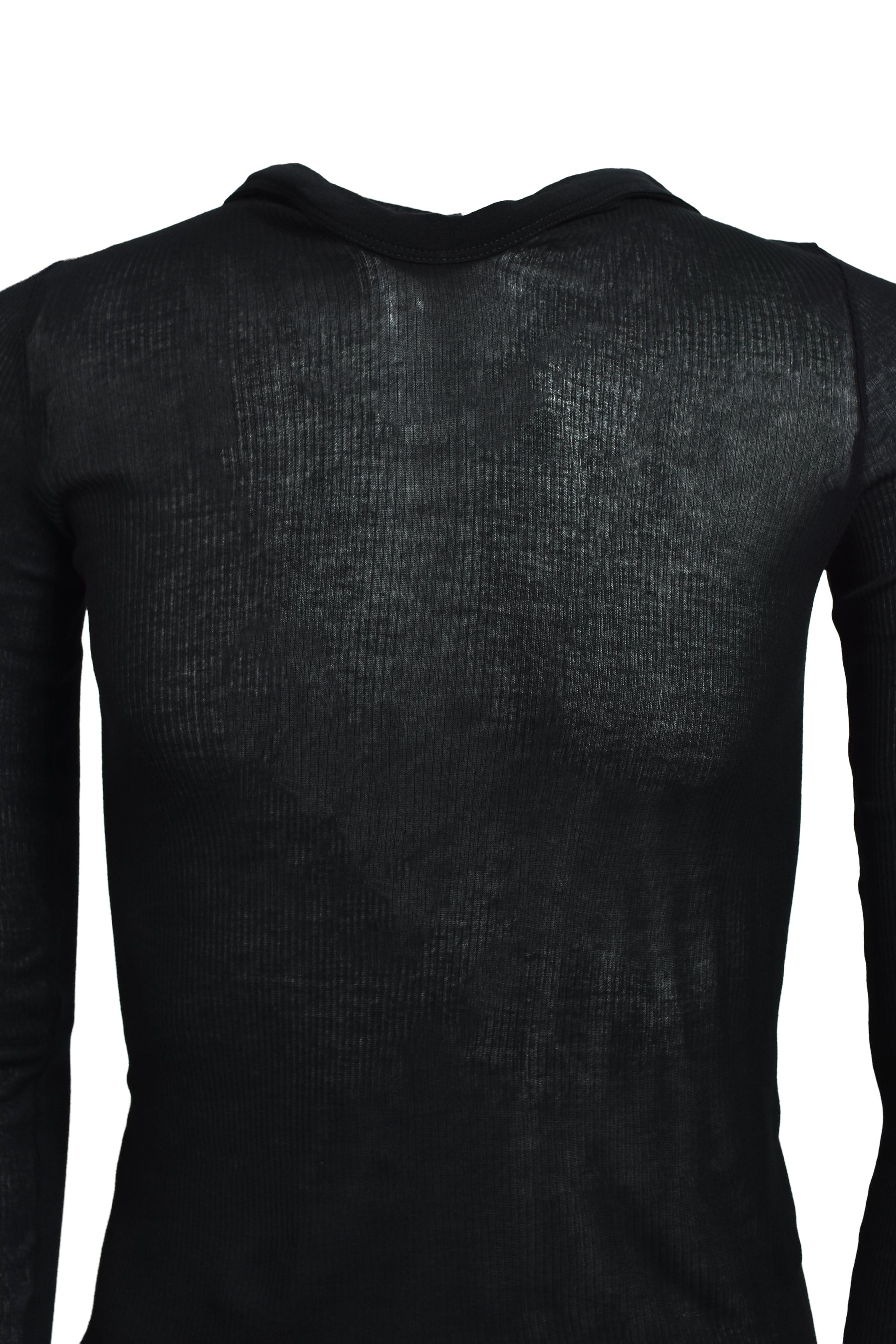 CROPPED HOODED RIB LS T / BLK - 4