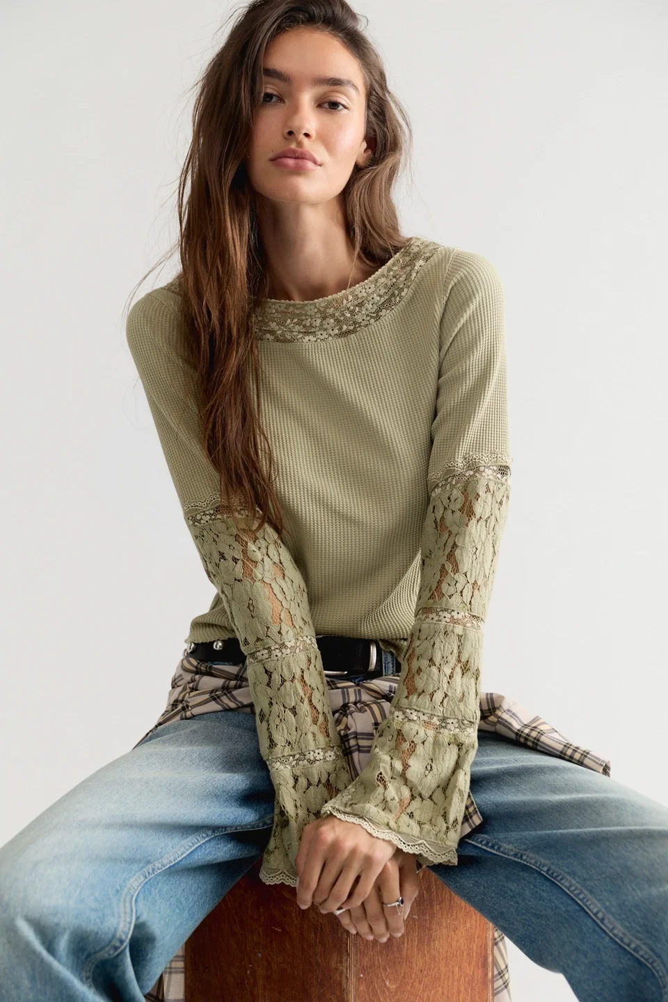 Amber Lace Cuff Long Sleeve Top - 1