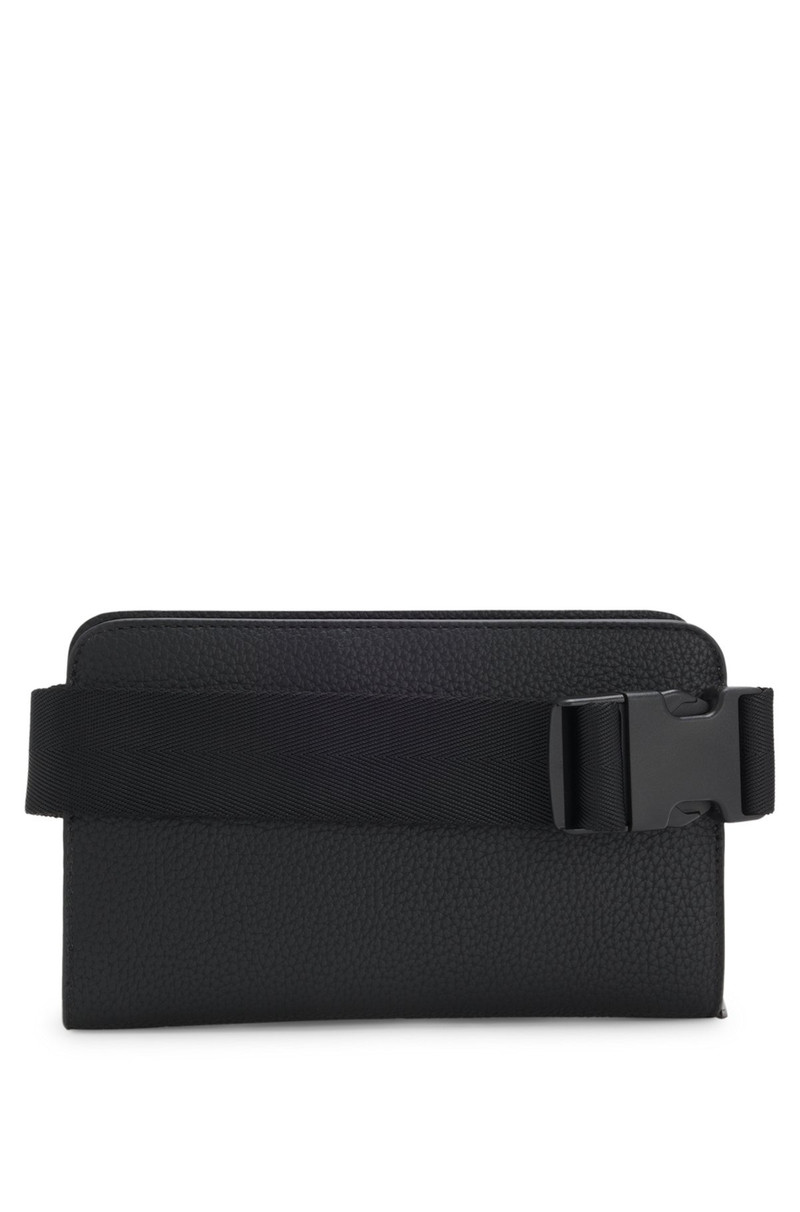 GRAINED BELT BAG WITH STACKED-LOGO TRIM 1