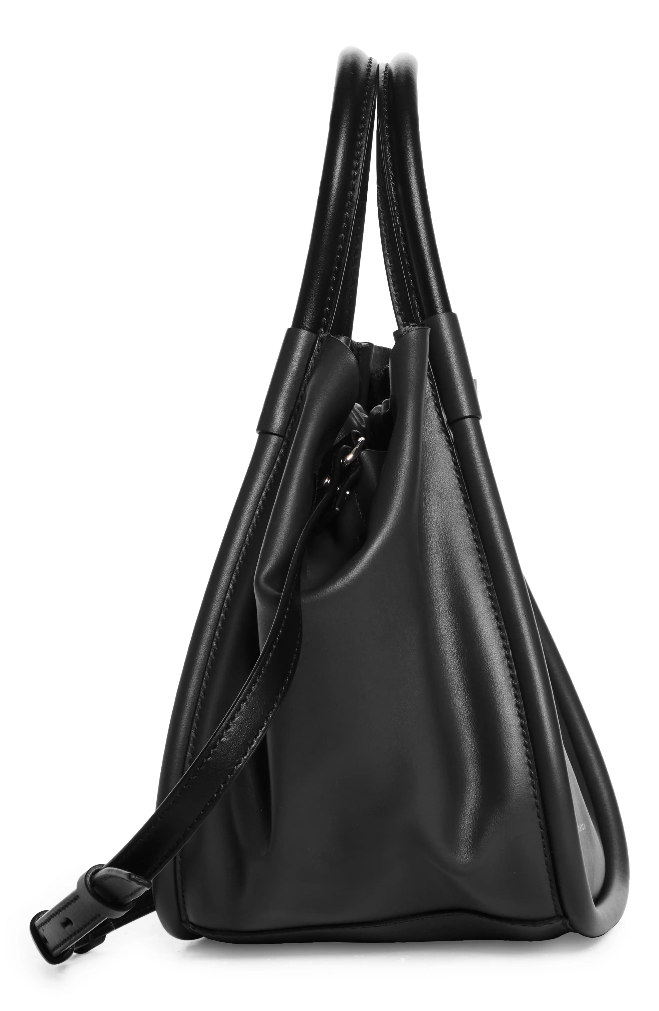 Small Ruched Leather Crossbody Tote - 4