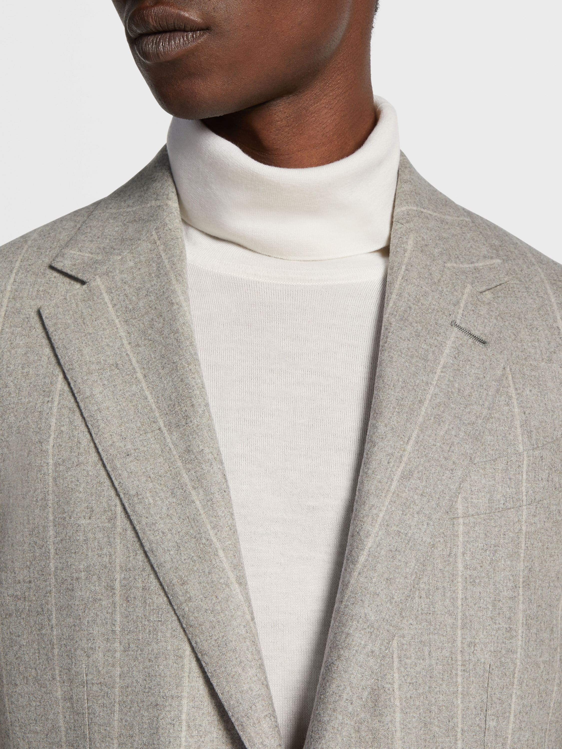 LIGHT TAUPE AND IVORY 14MILMIL14 WOOL BLEND SUIT - 3