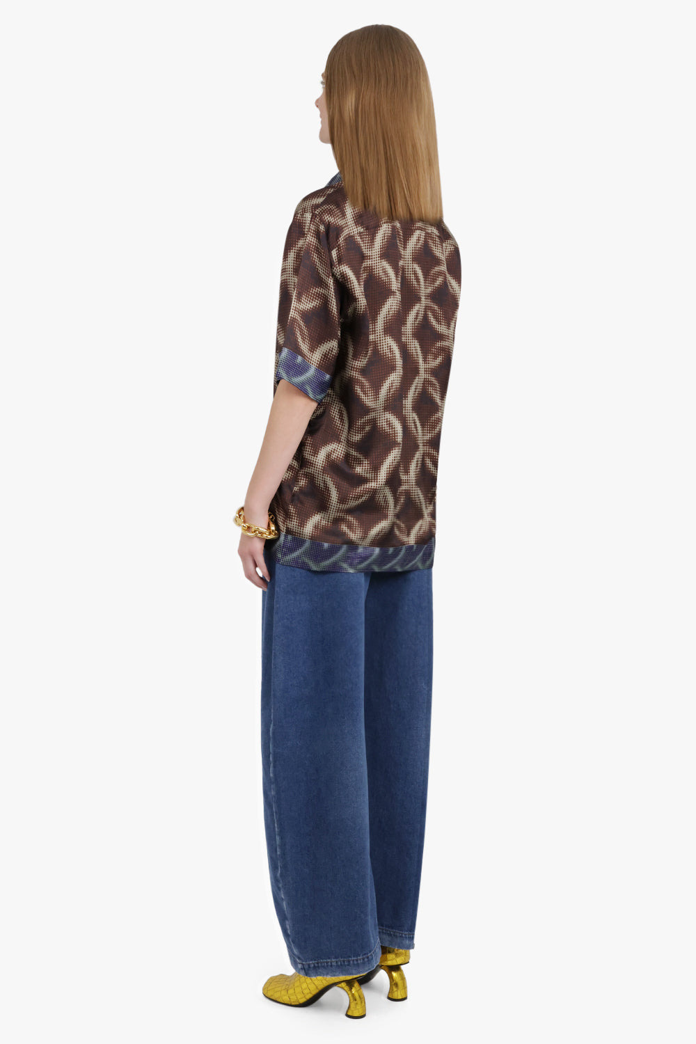 CONTRAST PIXEL GRAPHIC PRINT S/S SHIRT | BROWN/BLUE - 6