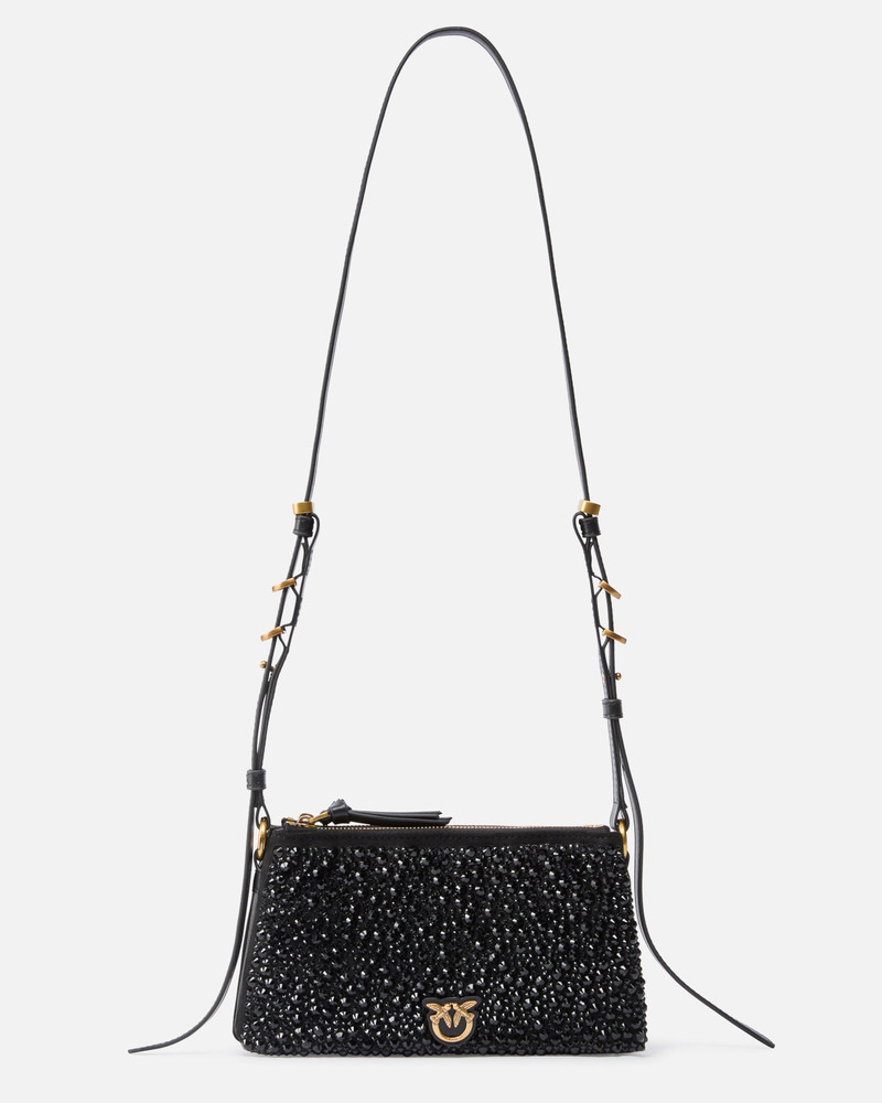 MINI DOUBLE BAG FULLY RHINESTONED SHOULDER BAG 1