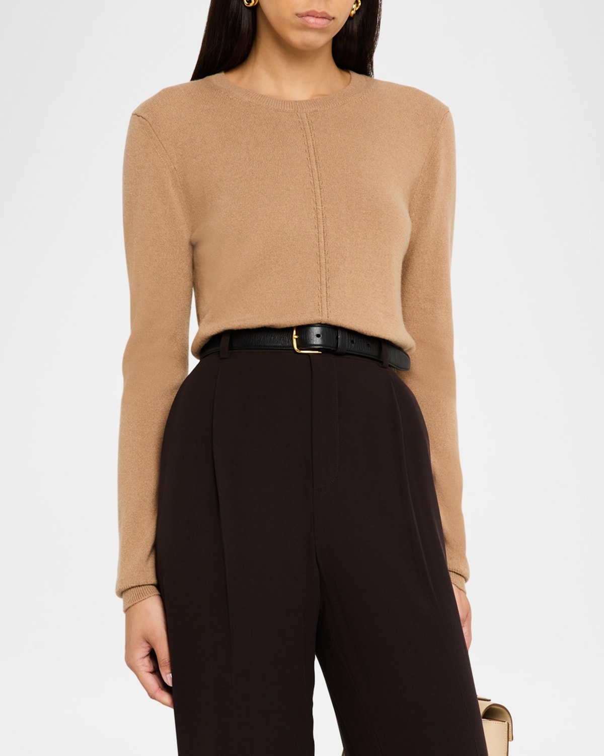 Seamed Crewneck Cashmere Sweater - 4