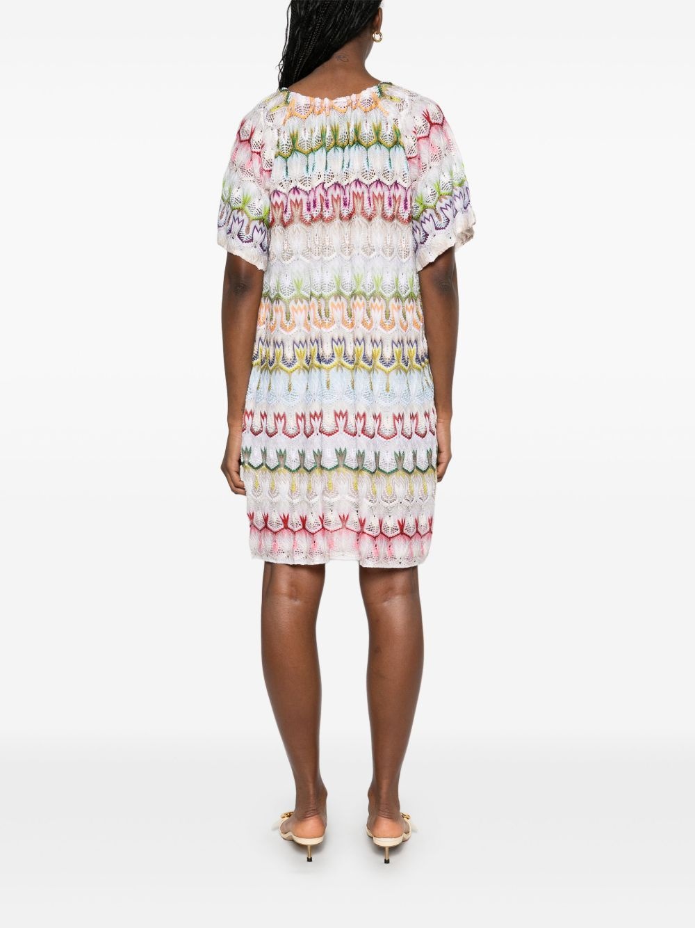 crochet-knit mini dress - 4