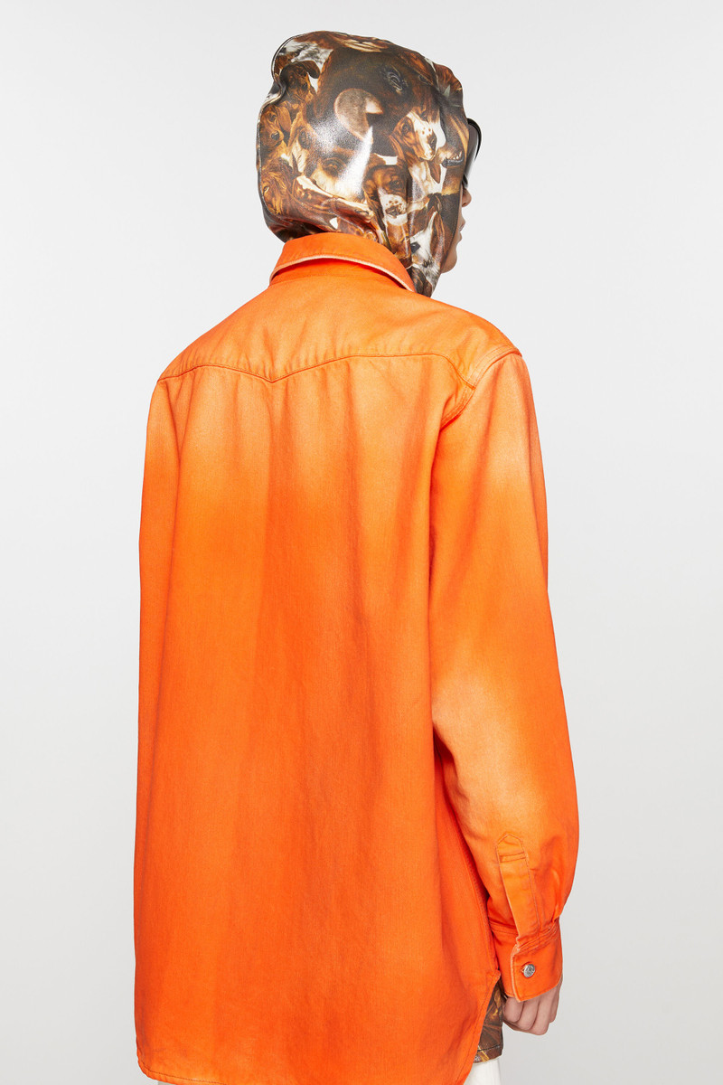 Denim shirt - Relaxed fit - Neon orange 3