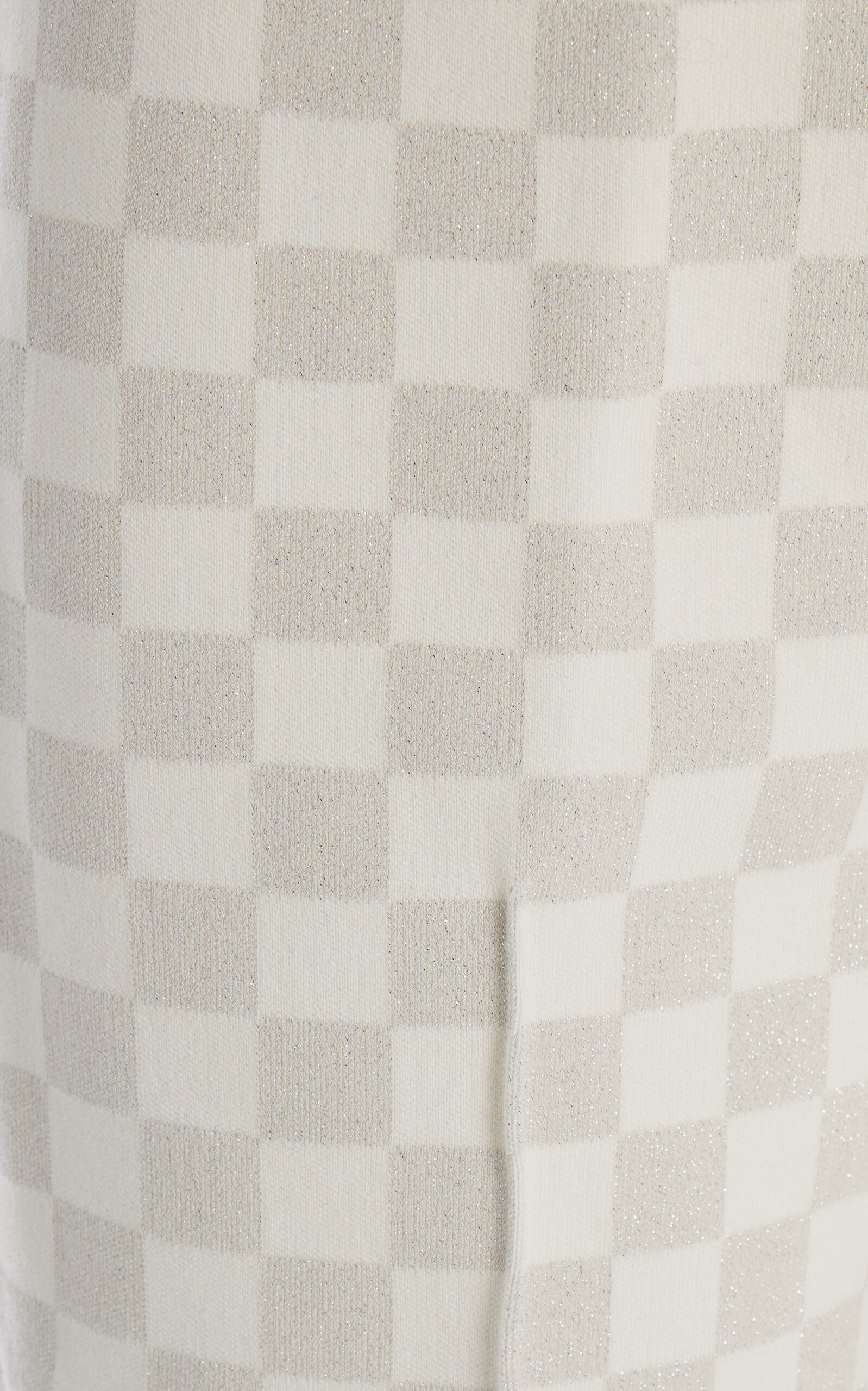 Exclusive Kick Checked Stretch-Cotton Knit Cropped Flared Pants ivory - 5