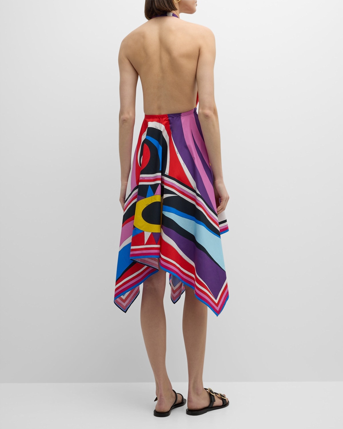 Abstract-Print Halter Handkerchief Dress - 4