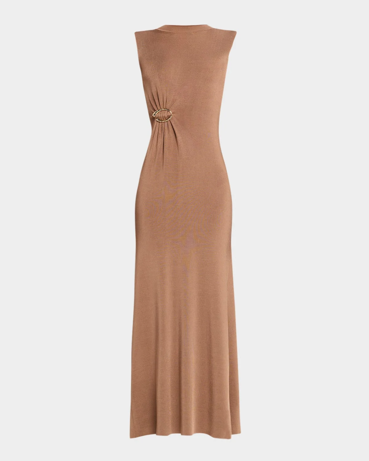 Sleeveless Gathered-Waist Viscose Knit Maxi Dress - 1