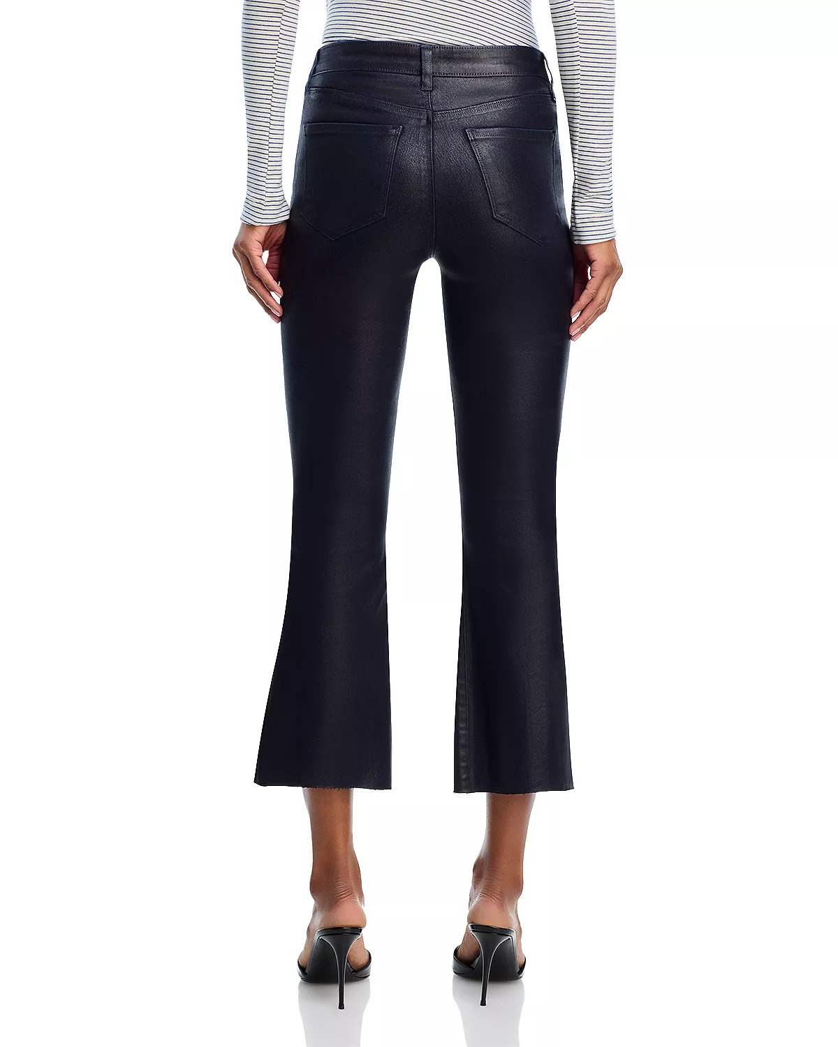 Kendra High Rise Crop Flare Jeans in Metro Coated - 3