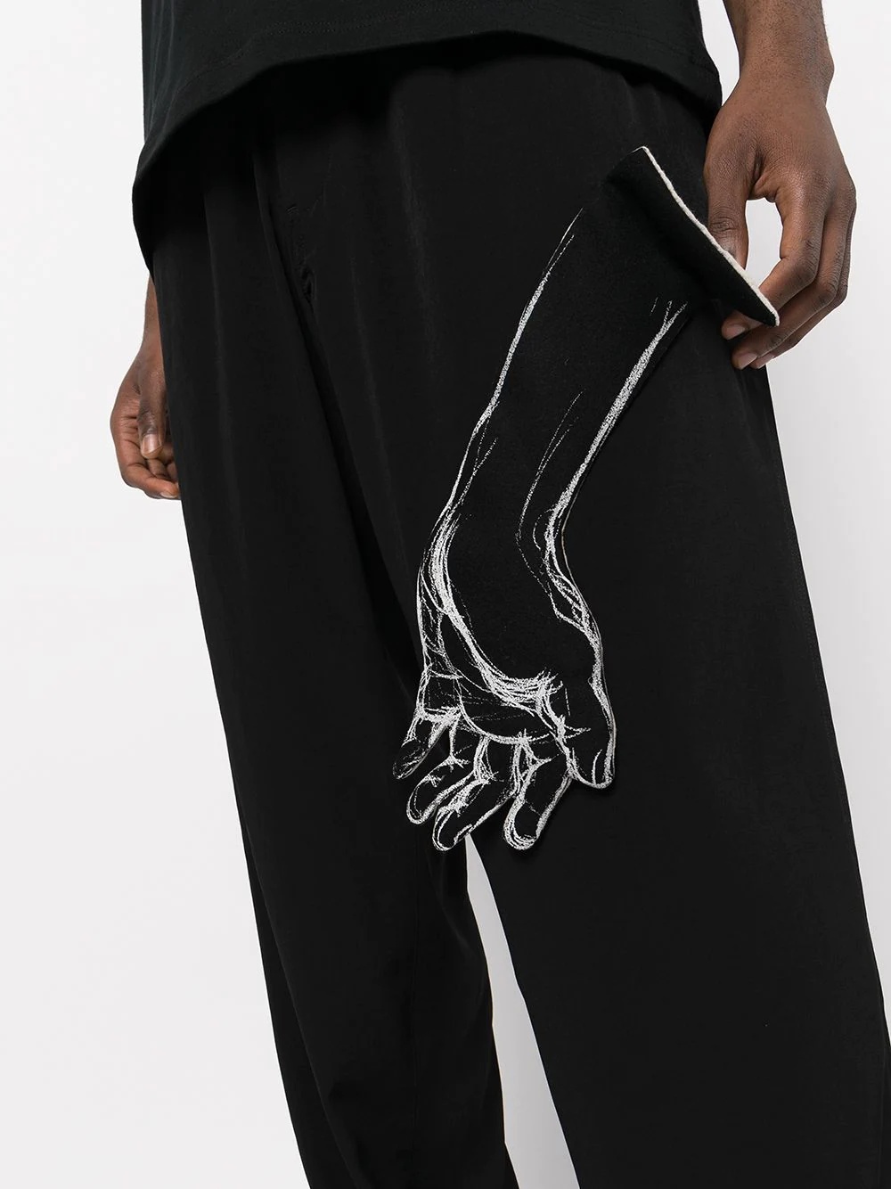 hand-illustrated tapered trousers - 5