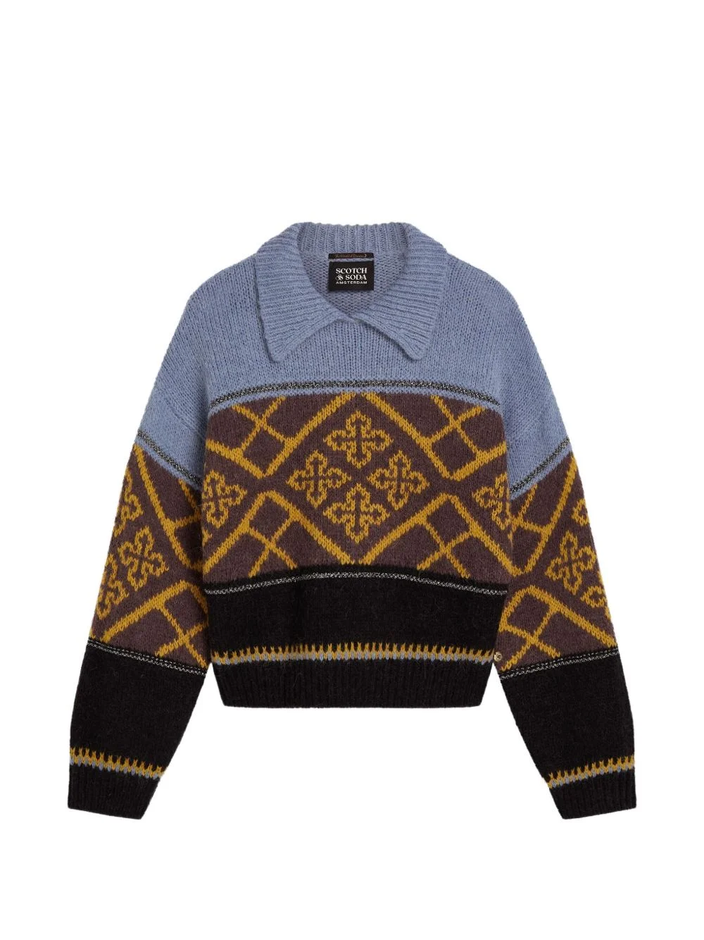 jacquard-knit collar sweater - 1