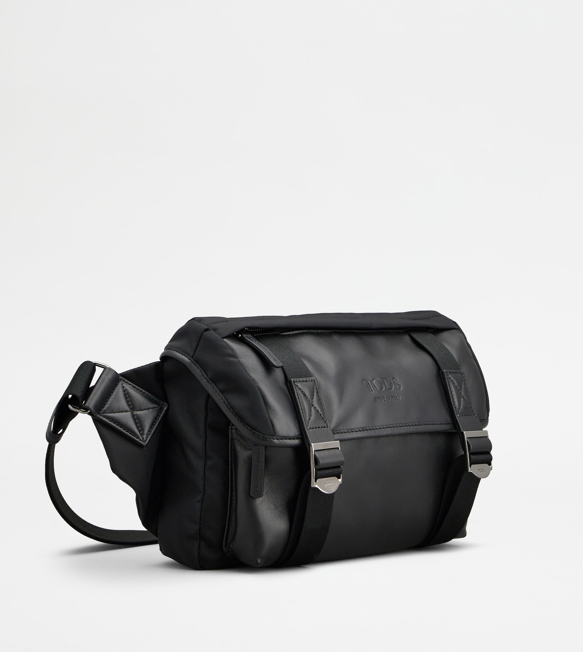 CROSSBODY BAG IN FABRIC AND LEATHER SMALL - BLACK - 4