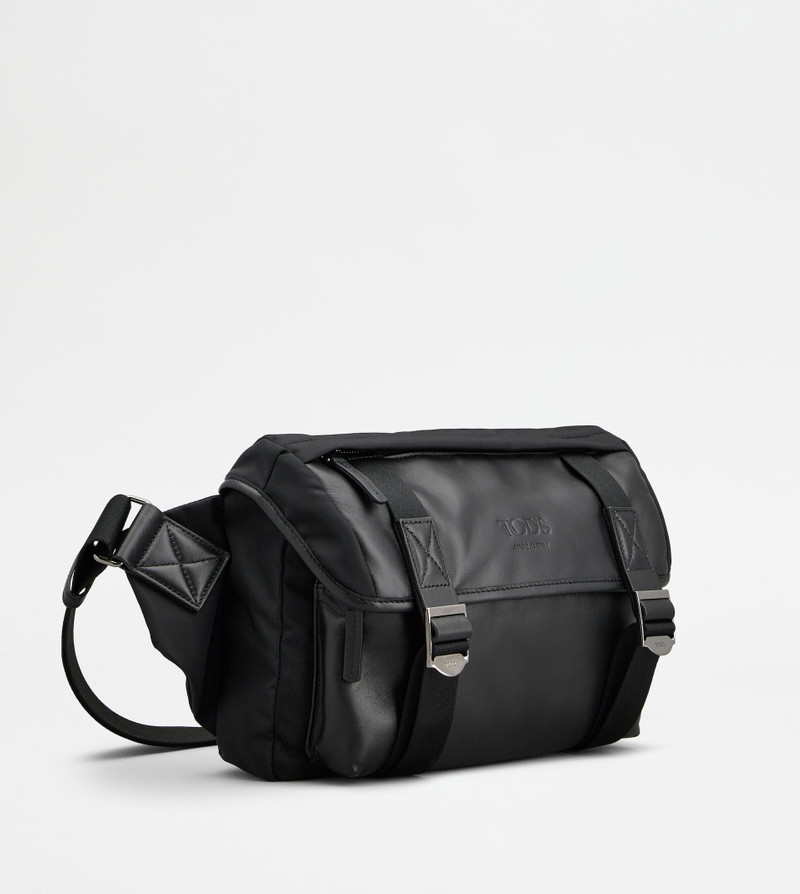 CROSSBODY BAG IN FABRIC AND LEATHER SMALL - BLACK 4