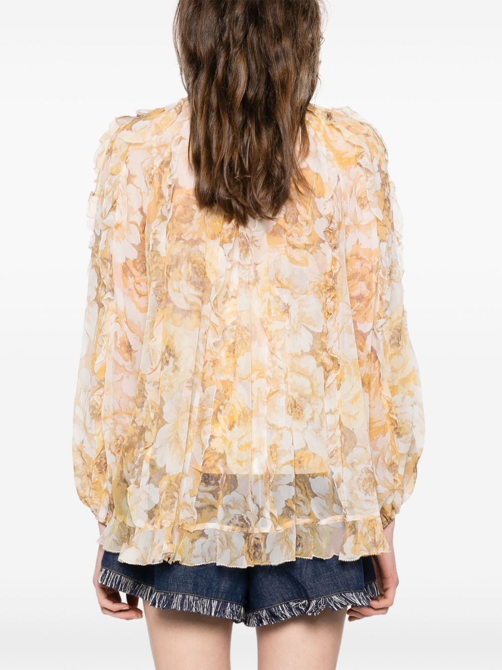 frill-detail billow blouse - 4