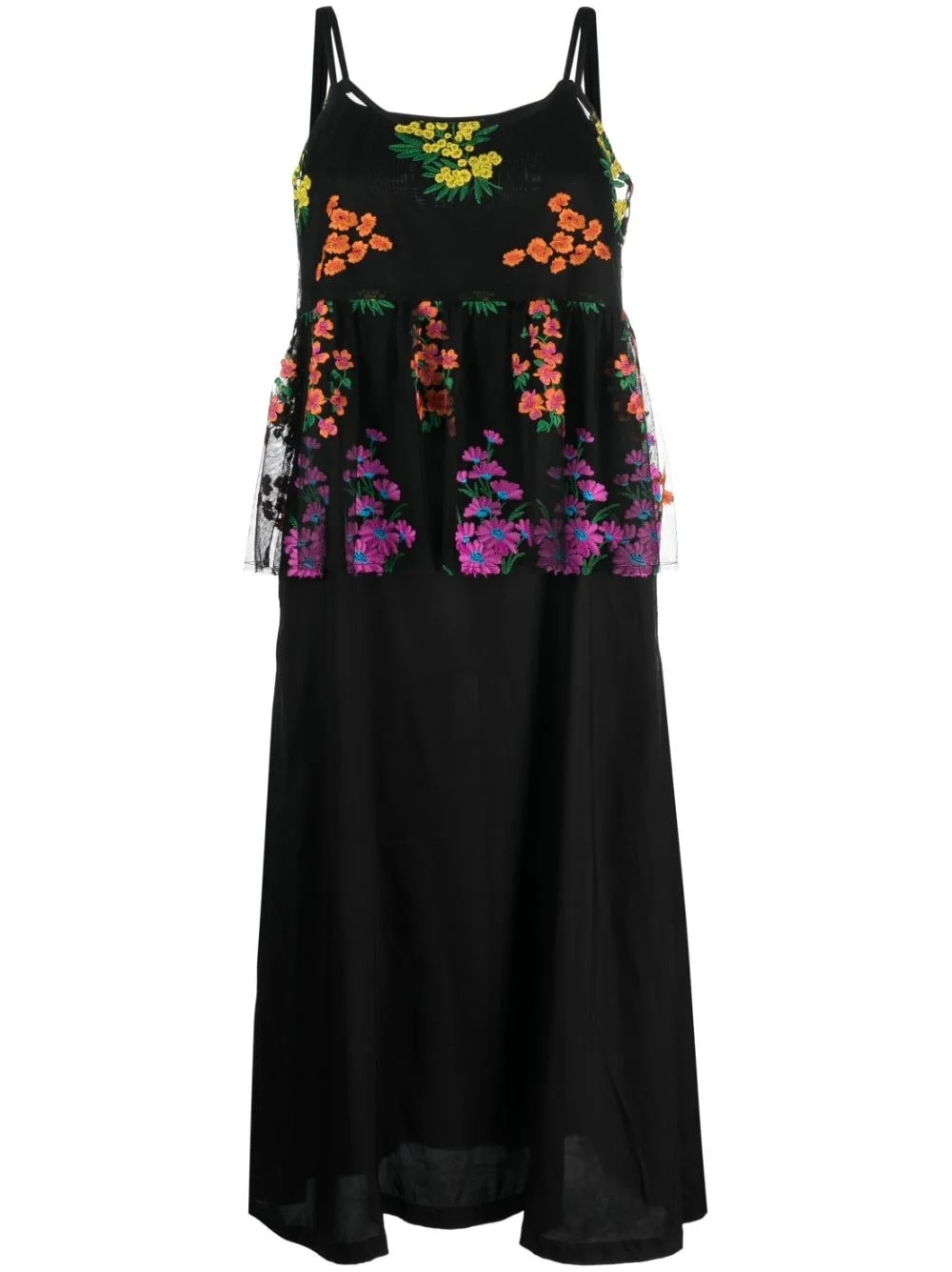 Tulle-Embroidered taffeta slip dress - 1