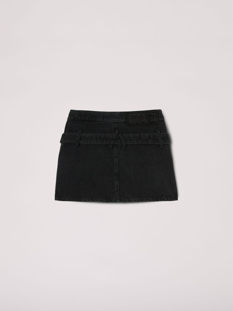 BELTED DENIM MINI SKIRT - 2