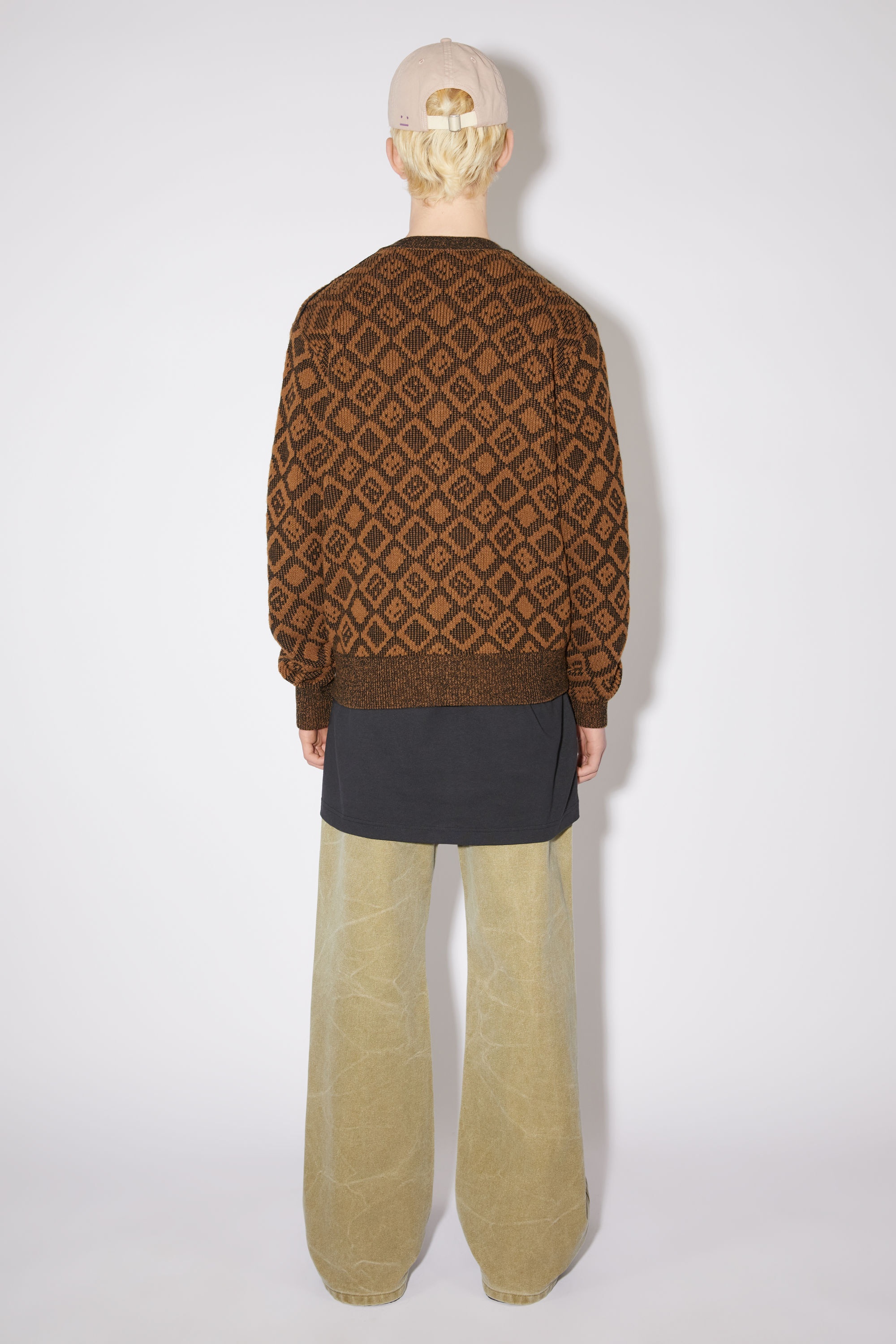 Face tiles cardigan - Toffee brown/black - 3