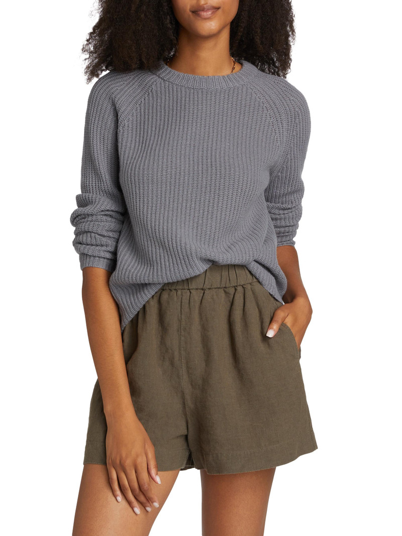 Women's Cashmere Fisherman Sweater - Dusty Blue 3