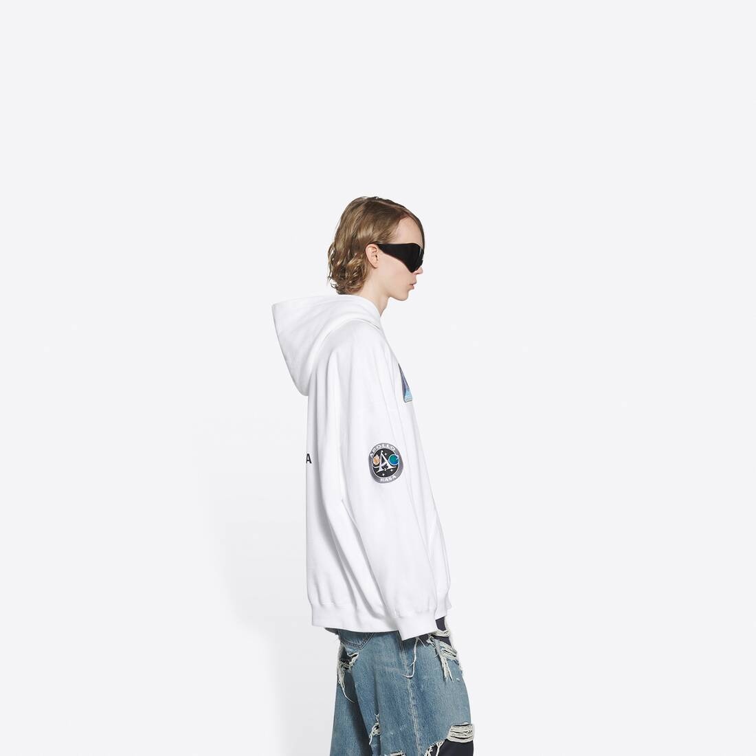 Space Boxy Hoodie in White - 4