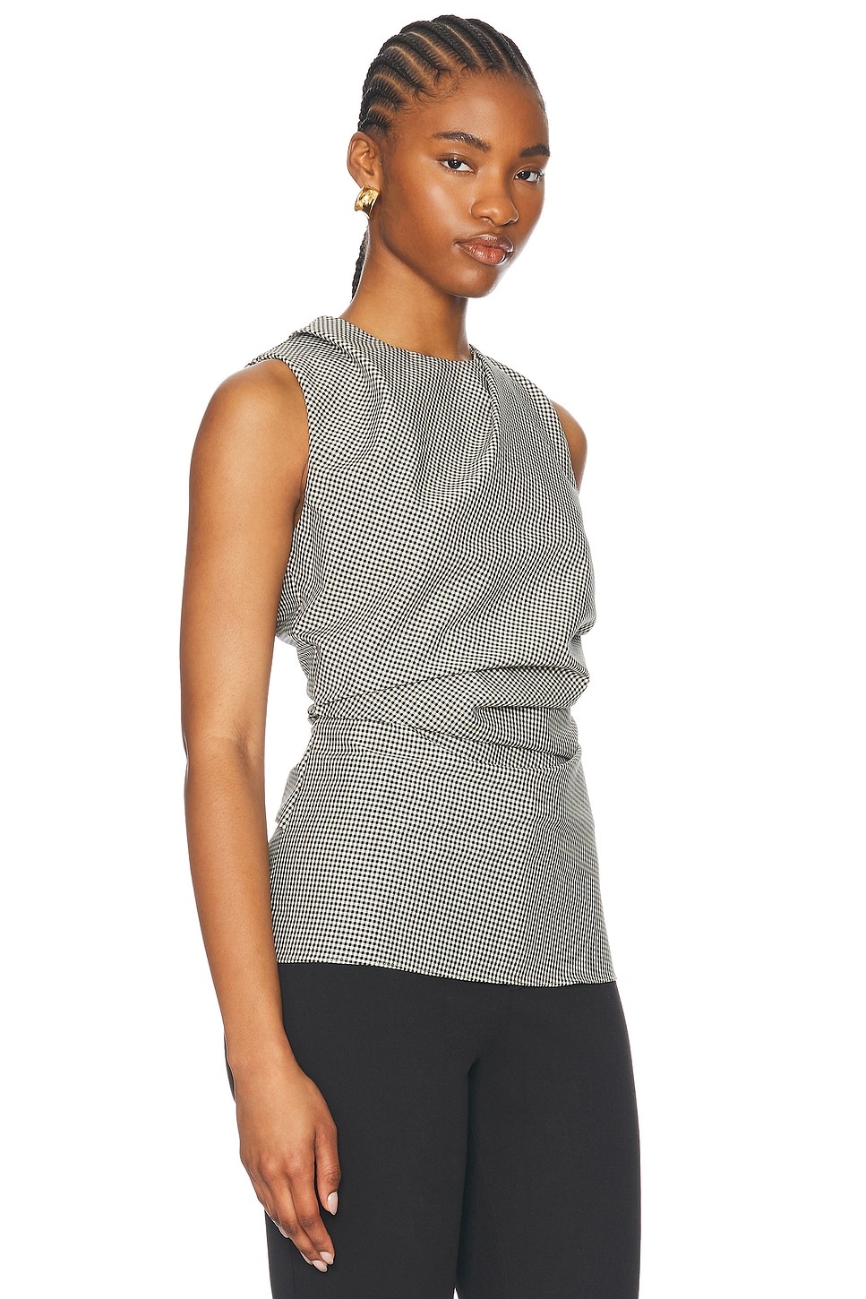 Mini Check Cowl Neck Top - 2