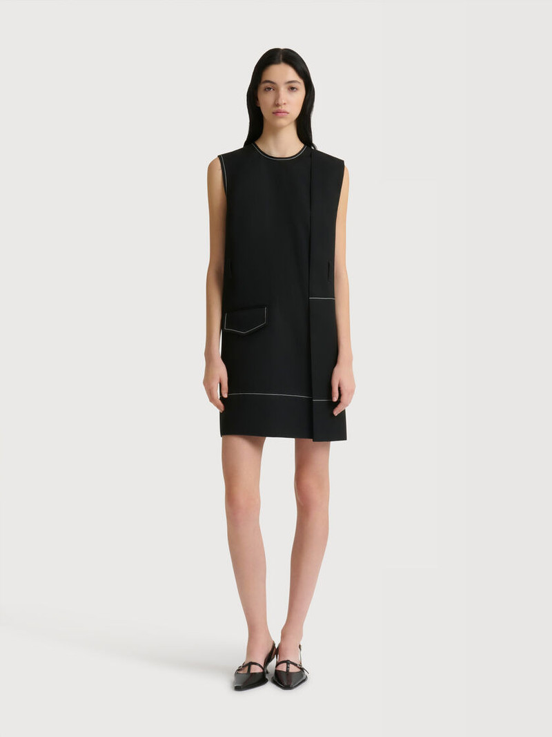 Marni BLACK WOOL WRAP-EFFECT MINI DRESS WITH POCKET outlook