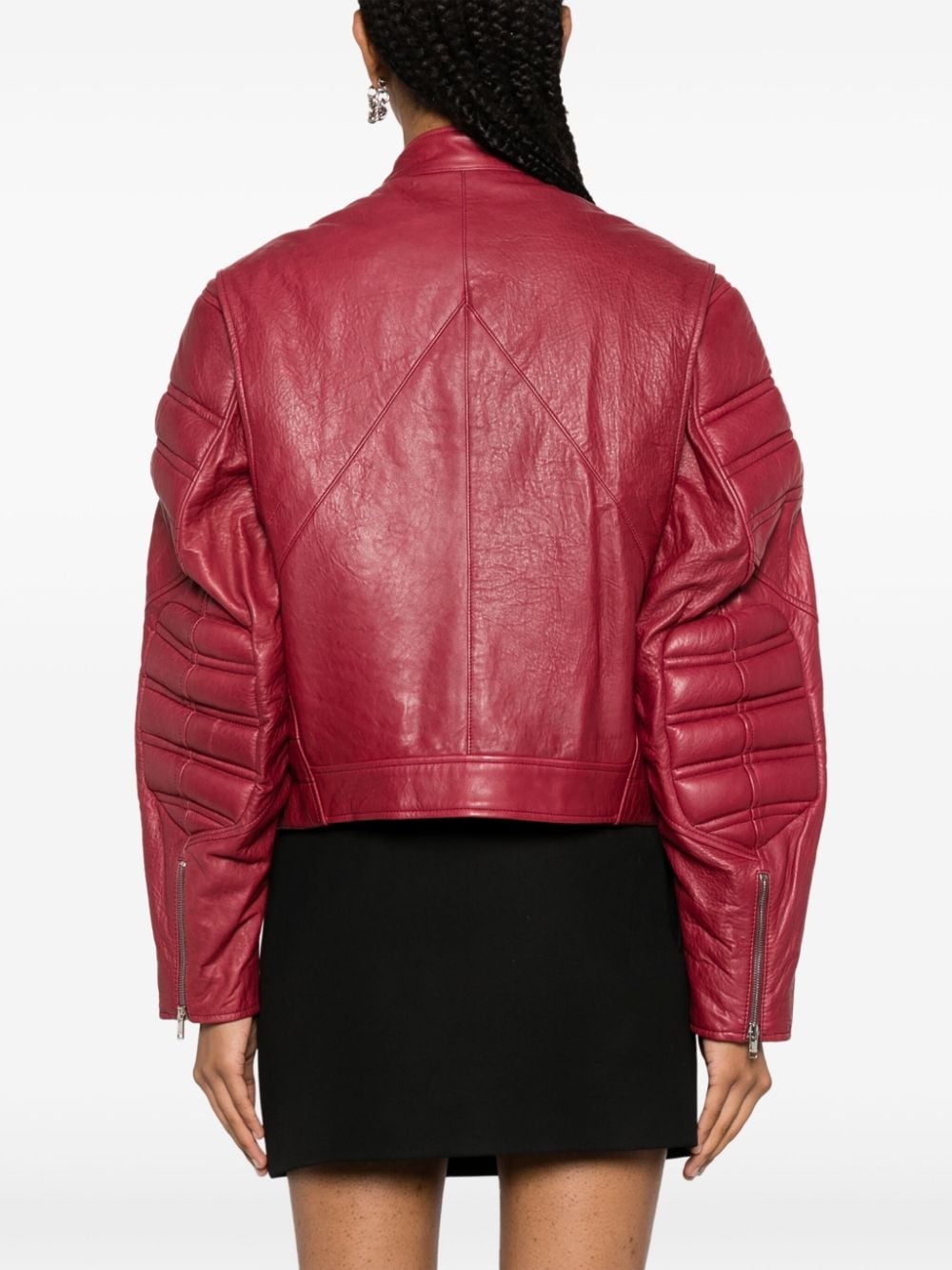 padded-panels leather jacket - 4