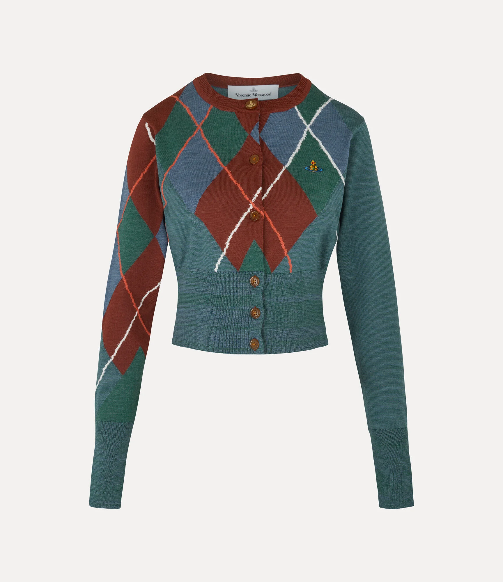 ARGYLE CROPPED CARDIGAN - 1