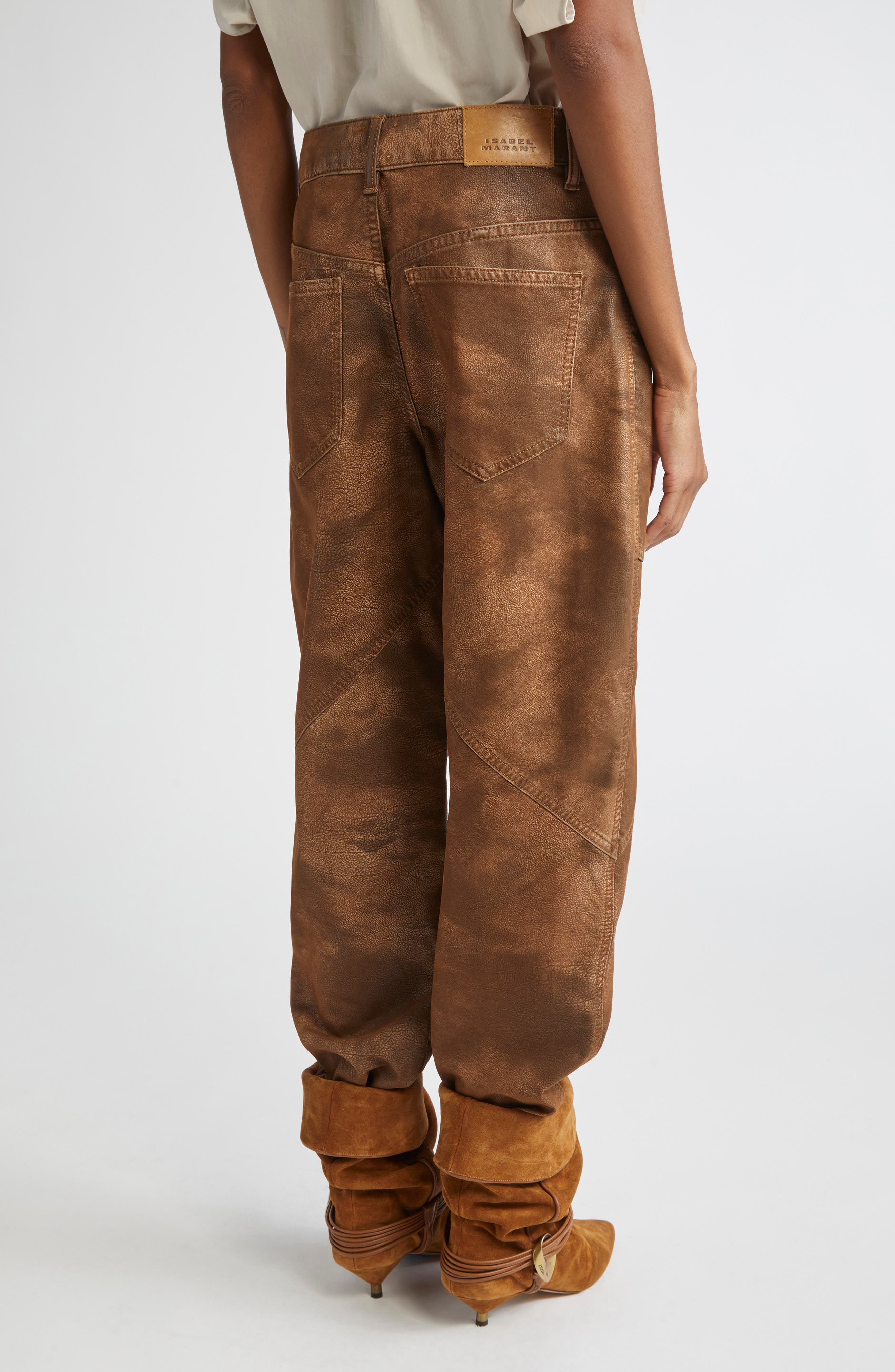 Isabel Marant Étoile Kelvina Faux Leather Pants in Tabacco at Nordstrom - 3