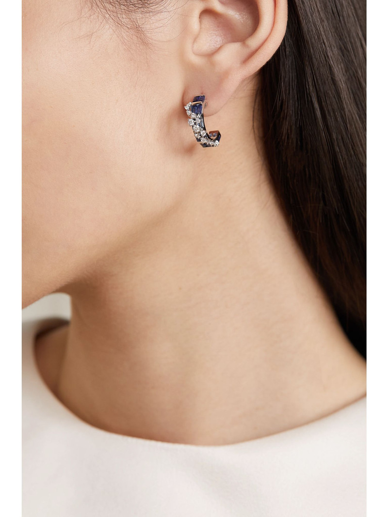 ANANYA 18-karat white gold, sapphire and diamond earrings Gold outlook