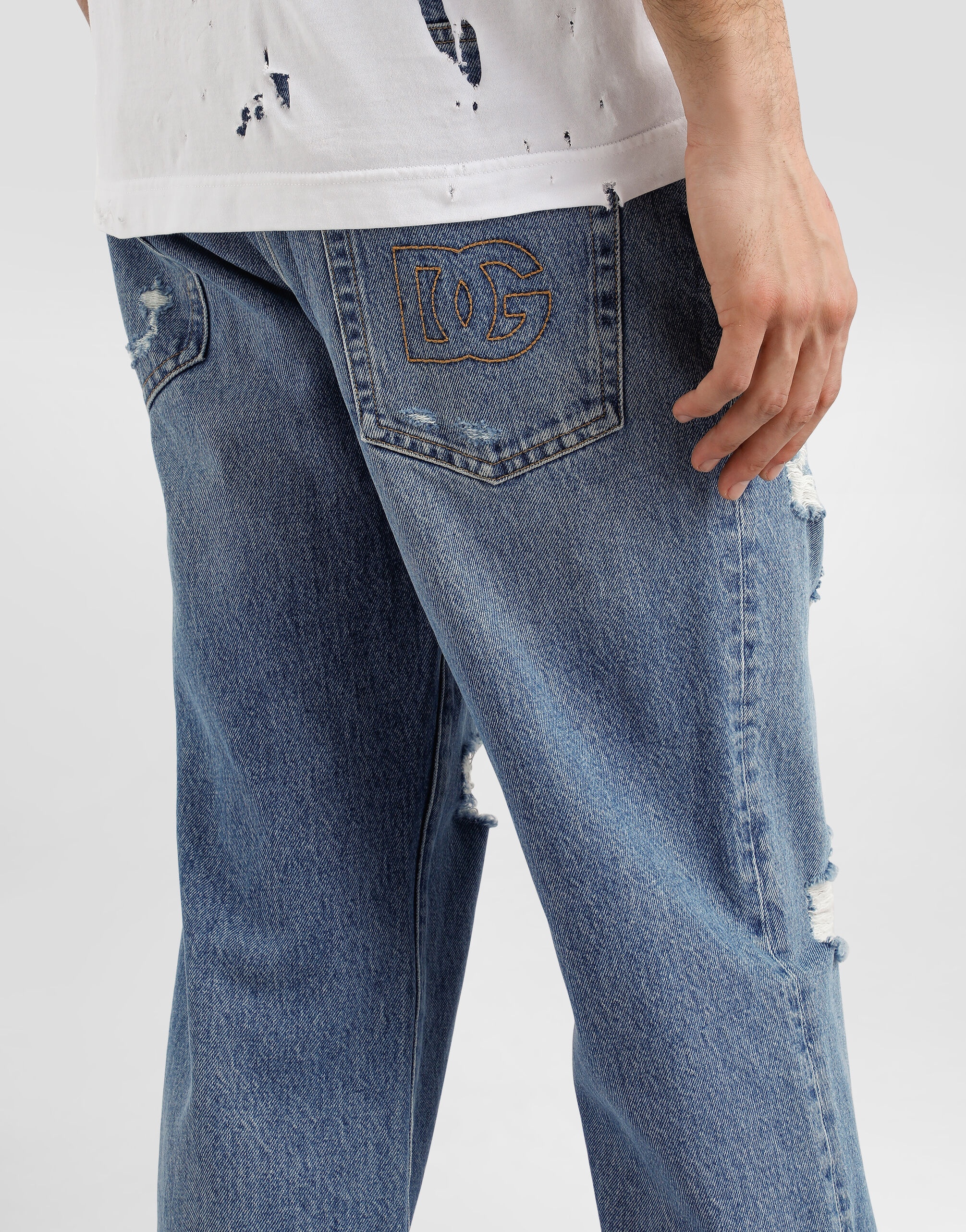 Classic cotton jeans with tag - 5