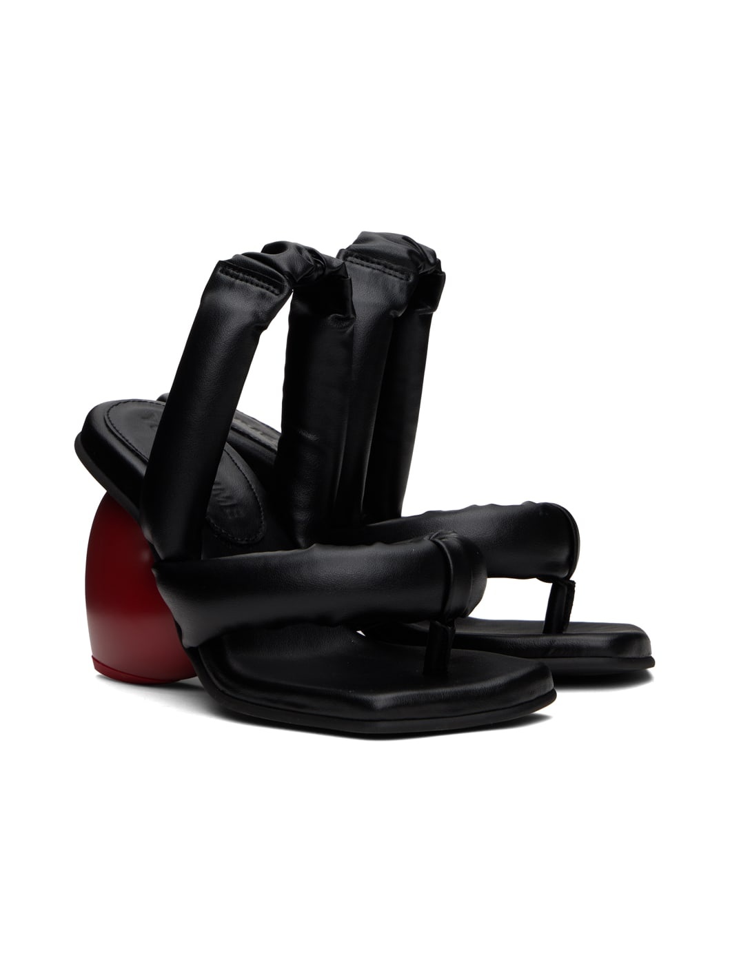 Black & Red Love Heeled Sandals - 4