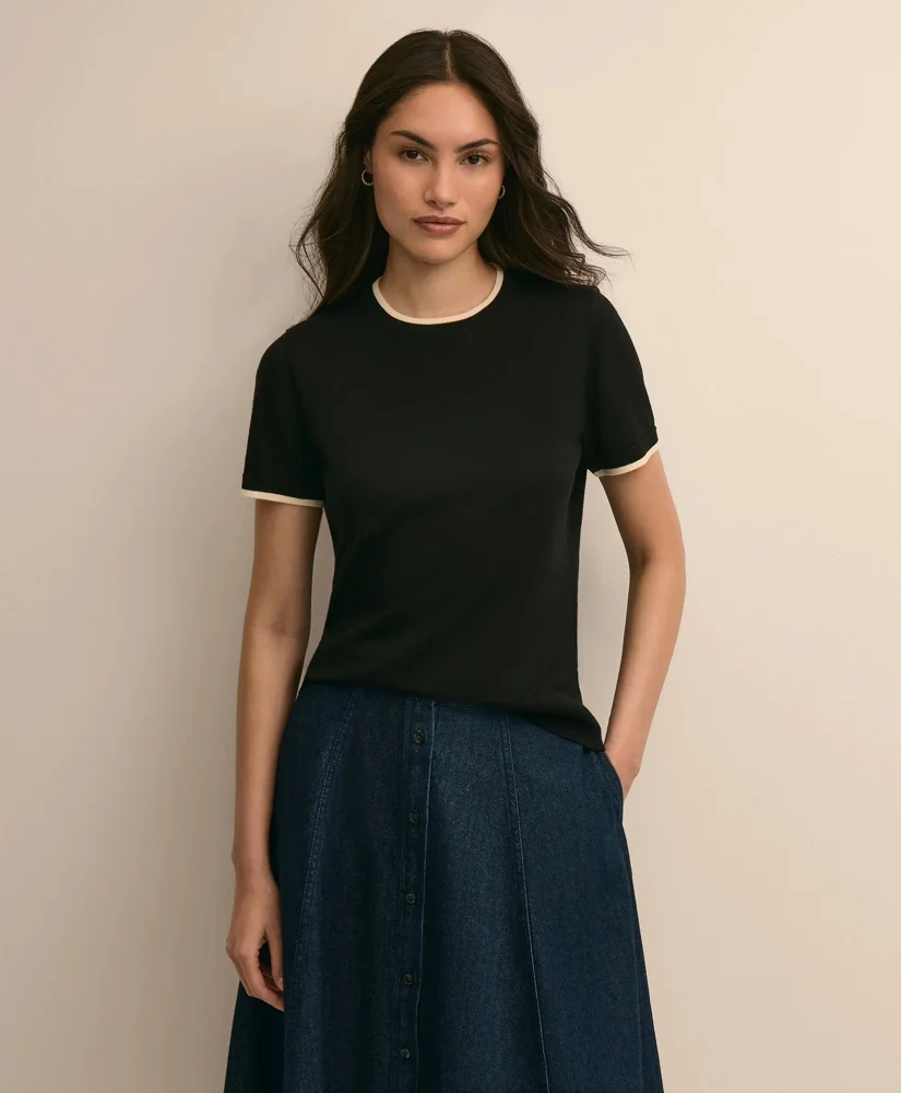 Merino Wool Contrast-Tipping Sweater - 1