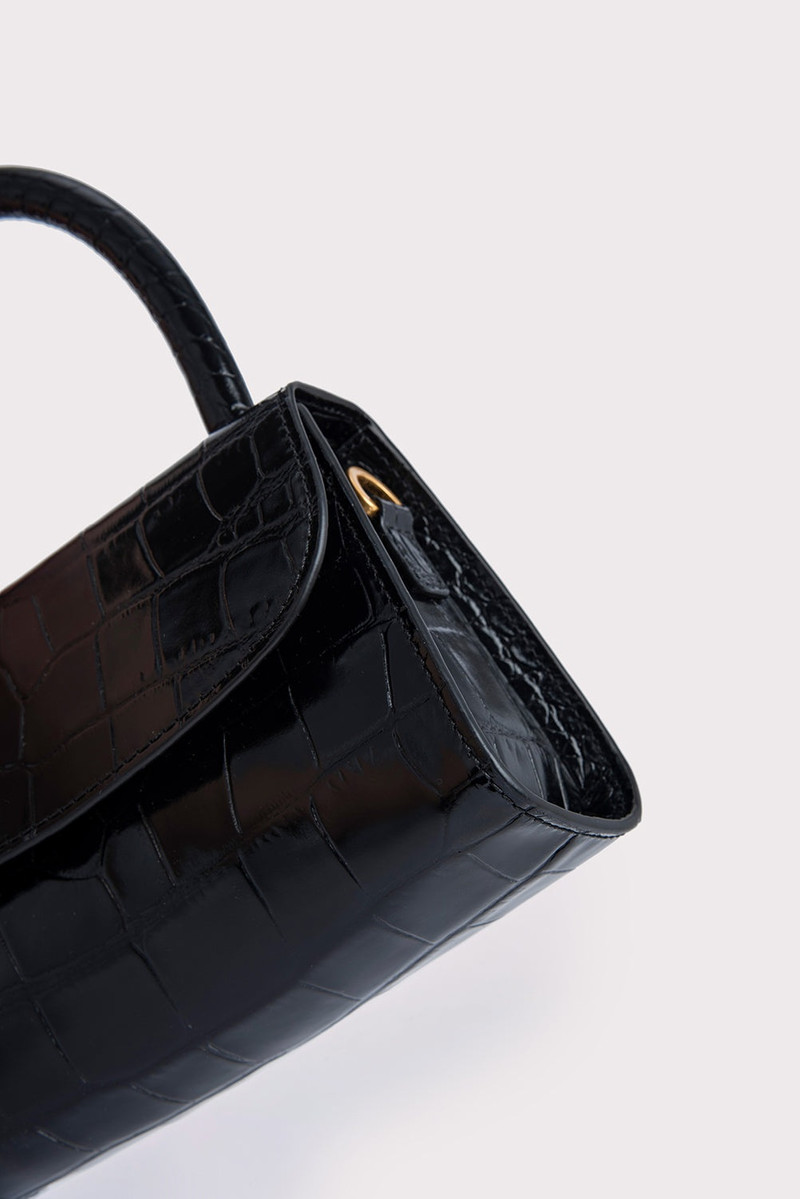 Mini Black Croco Embossed Leather 4
