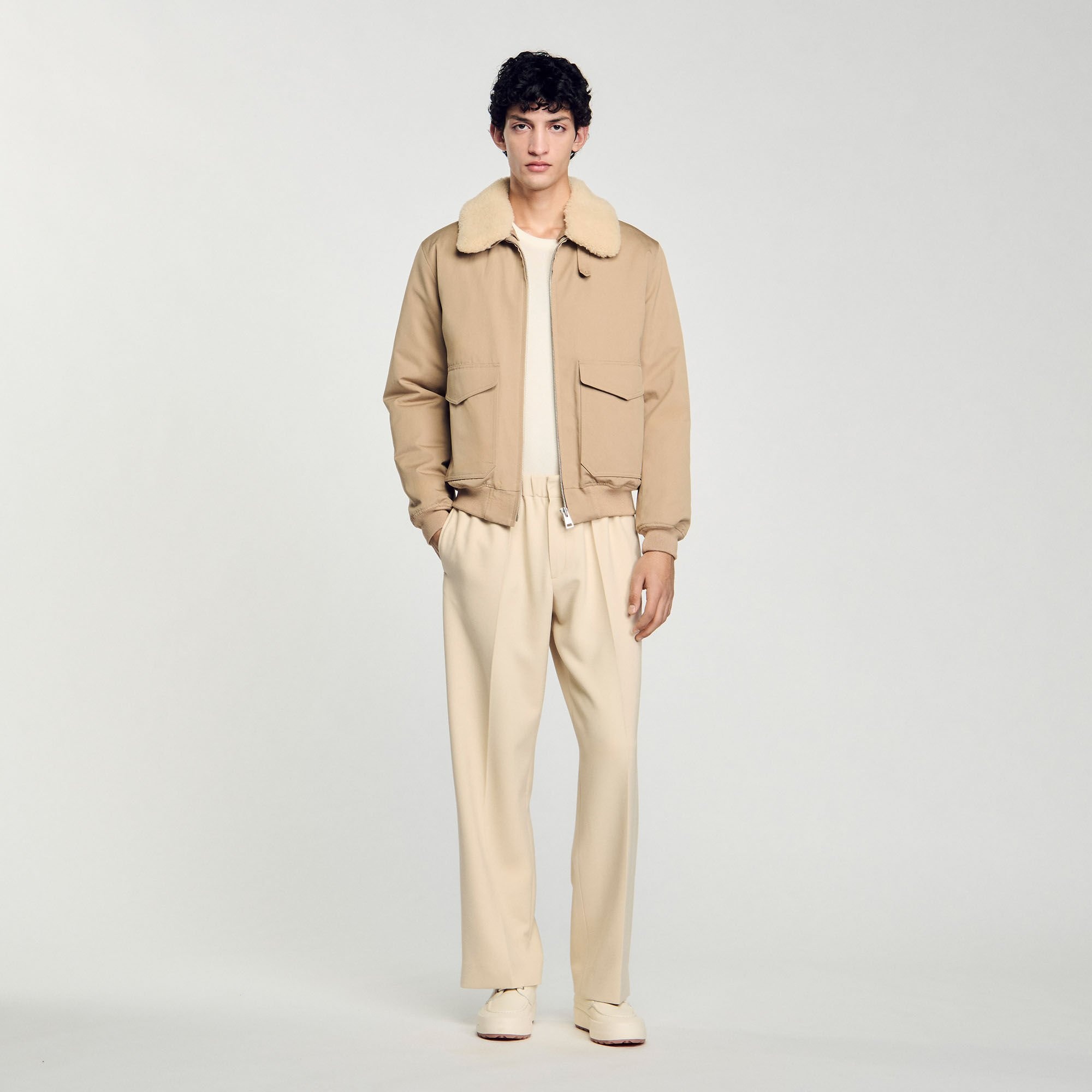 SHEARLING COLLAR AVIATOR JACKET - 1
